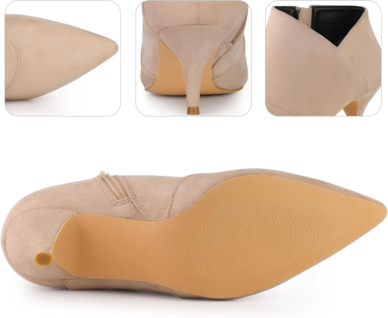 Perphy Pointed Toe Cutout Kitten Heel Ankle Booties for Women