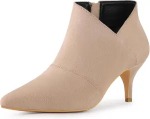 Perphy Pointed Toe Cutout Kitten Heel Ankle Booties for Women