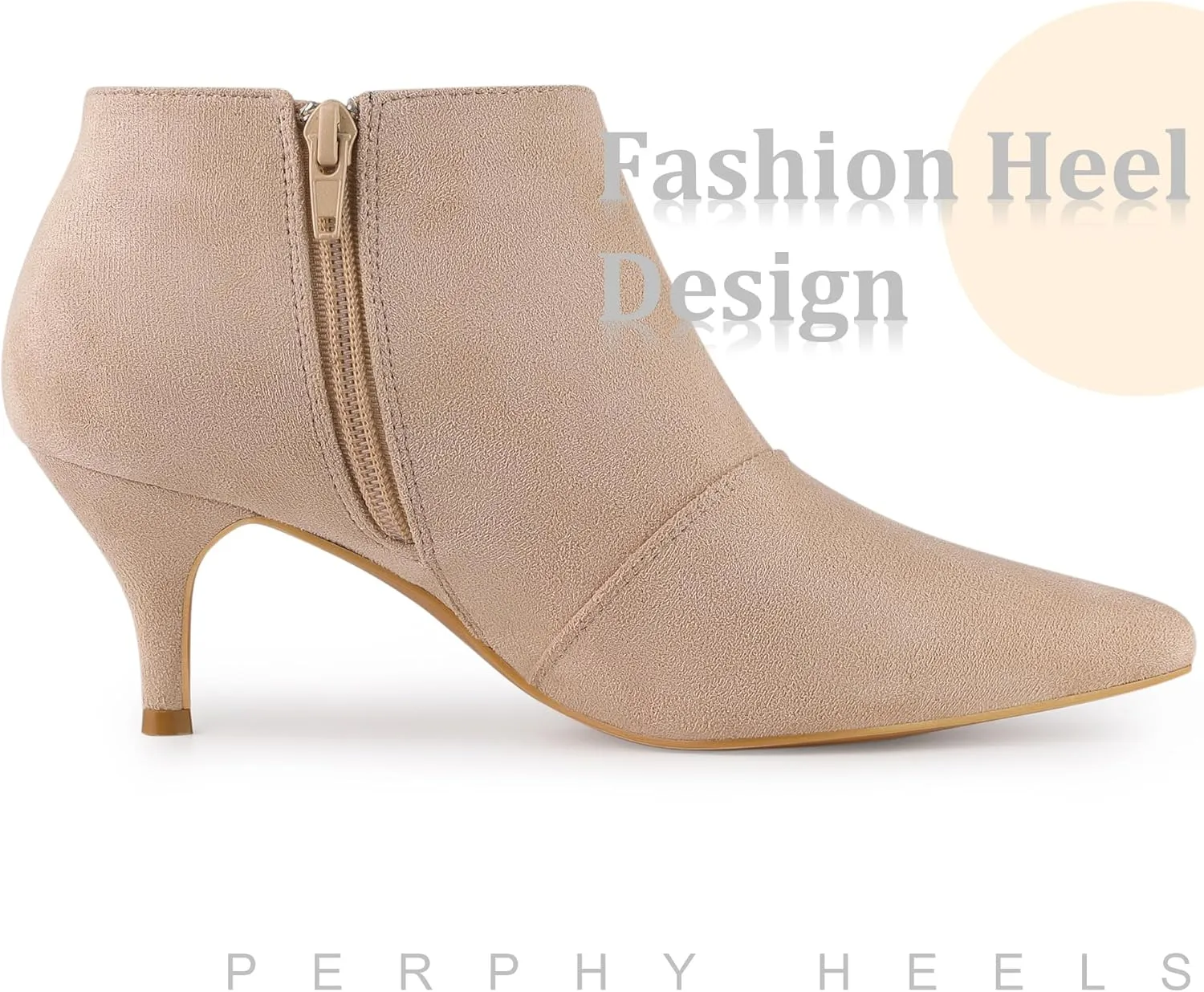 Perphy Pointed Toe Cutout Kitten Heel Ankle Booties for Women