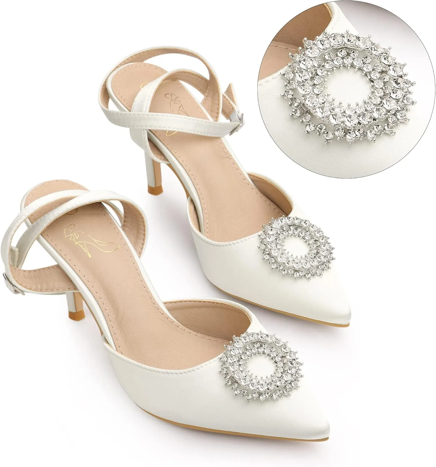 Perphy Rhinestones Ankle Strap Stiletto Heel Pumps for Women