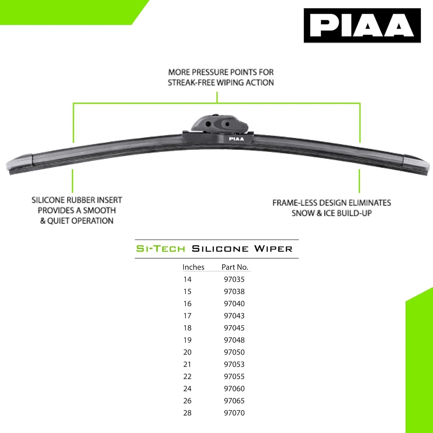 Piaa 97060 24-Inch (600mm) Si-Tech Silicone Wiper Blade, Premium All-Season OEM Windshield Wiper Replacement