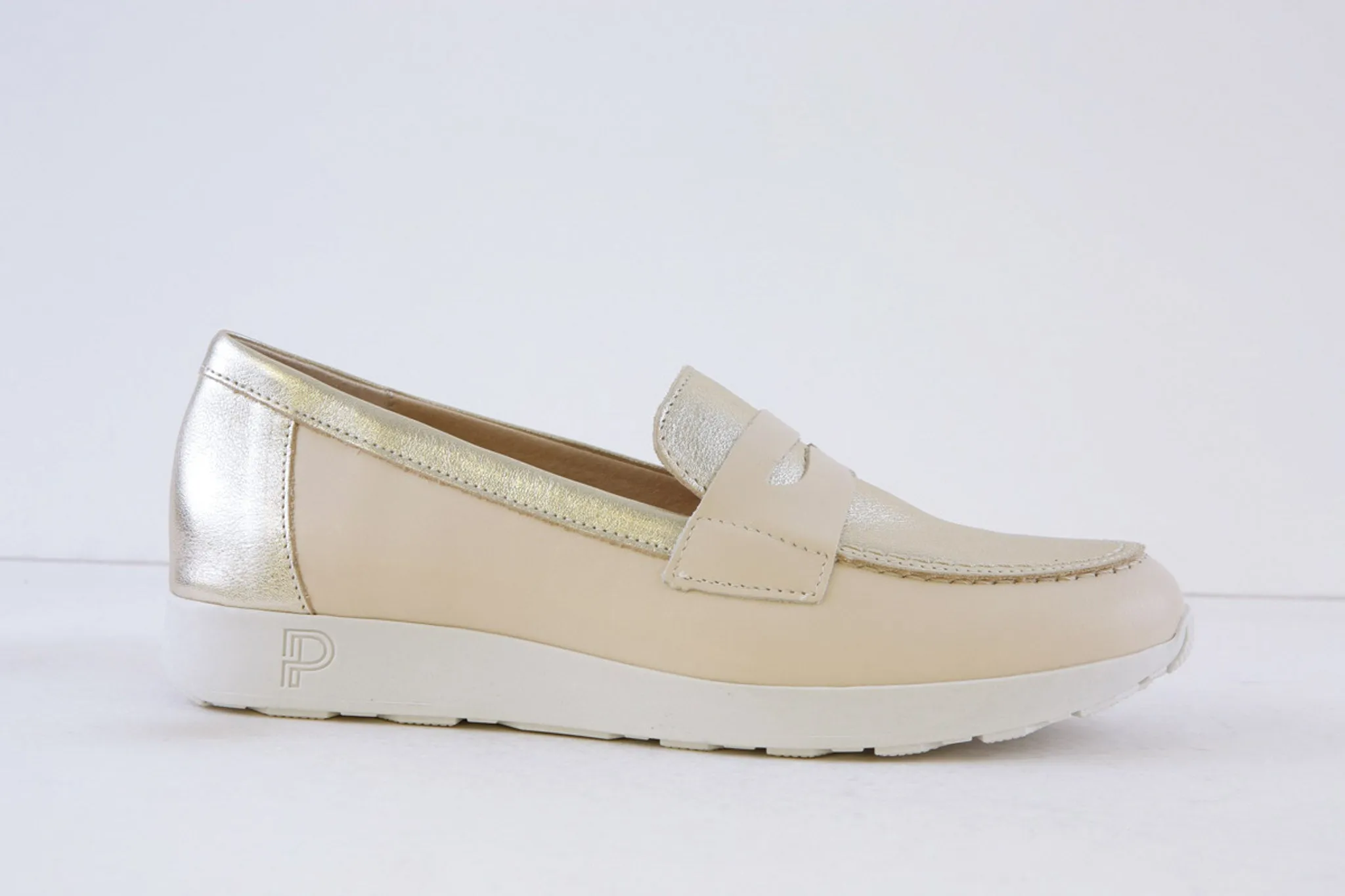 PITILLOS - 10421 SLIP-ON SHOE - CREAM/GOLD