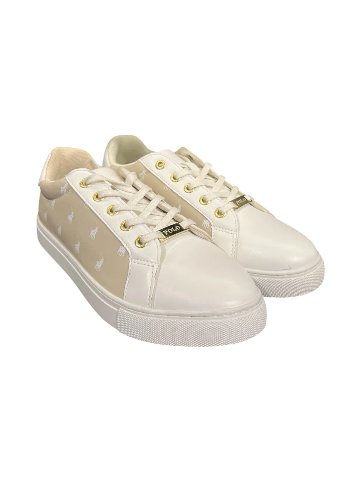 Polo Sneaker Ladies Printed Monogram Stone