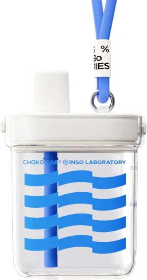 Portable Flat Water Bottle (24 OZ,700ml) with straw,BPA Free Tritan,Leak proof,Light weight,For travel,Gym,Fitness,Work,Camping etc,White&Blue