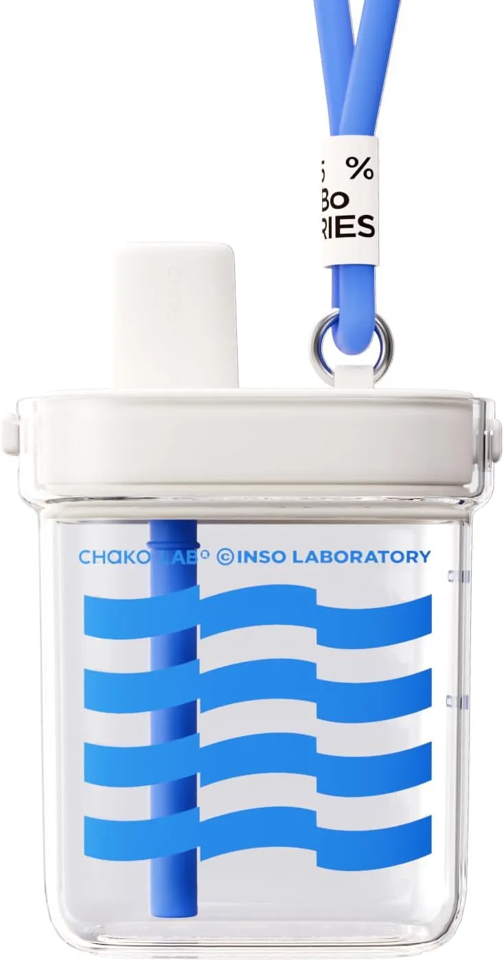 Portable Flat Water Bottle (24 OZ,700ml) with straw,BPA Free Tritan,Leak proof,Light weight,For travel,Gym,Fitness,Work,Camping etc,White&Blue