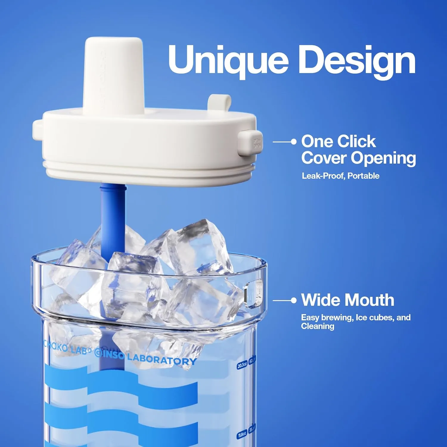 Portable Flat Water Bottle (24 OZ,700ml) with straw,BPA Free Tritan,Leak proof,Light weight,For travel,Gym,Fitness,Work,Camping etc,White&Blue