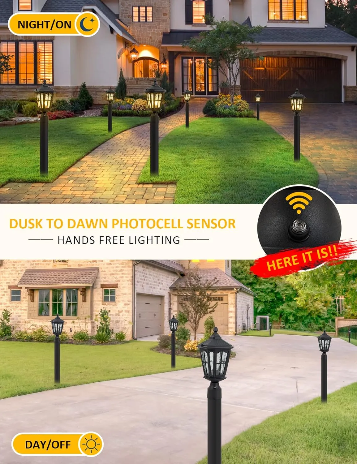 Post Light Outdoor with 3-Inch Pier Mount Base, 17''H Exterior Post Light Fixture,Waterproof IP65 Classic Die Cast Aluminum with Water Ripple Glass, E26 Base 60W Max,Matte Black