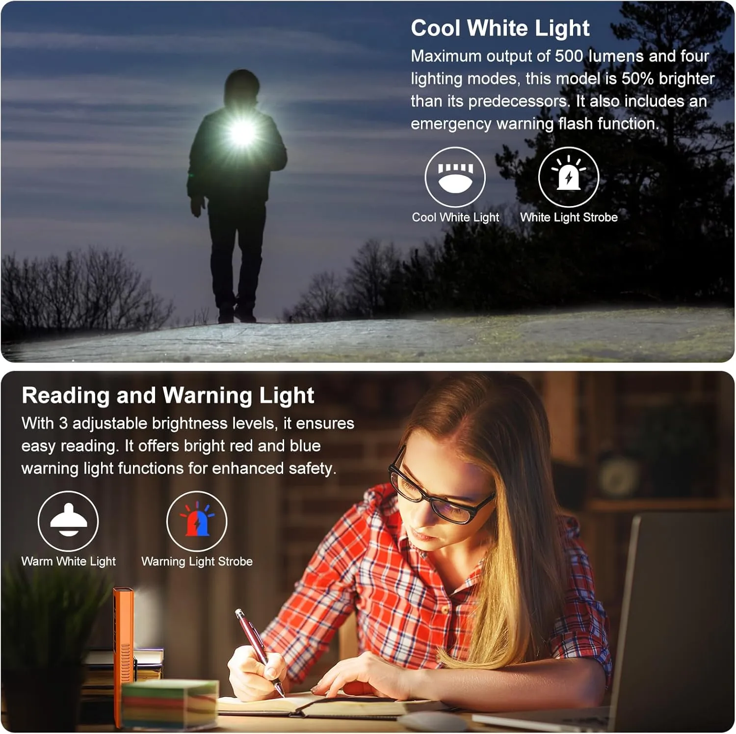 PRO EDC Flashlight Flat with Green Beam, UV Light and 500LM White Light LED Combo, IPX4, Portable Pocket Flash Lights with Magnet for Outdoors Camping and Travel (Orange)