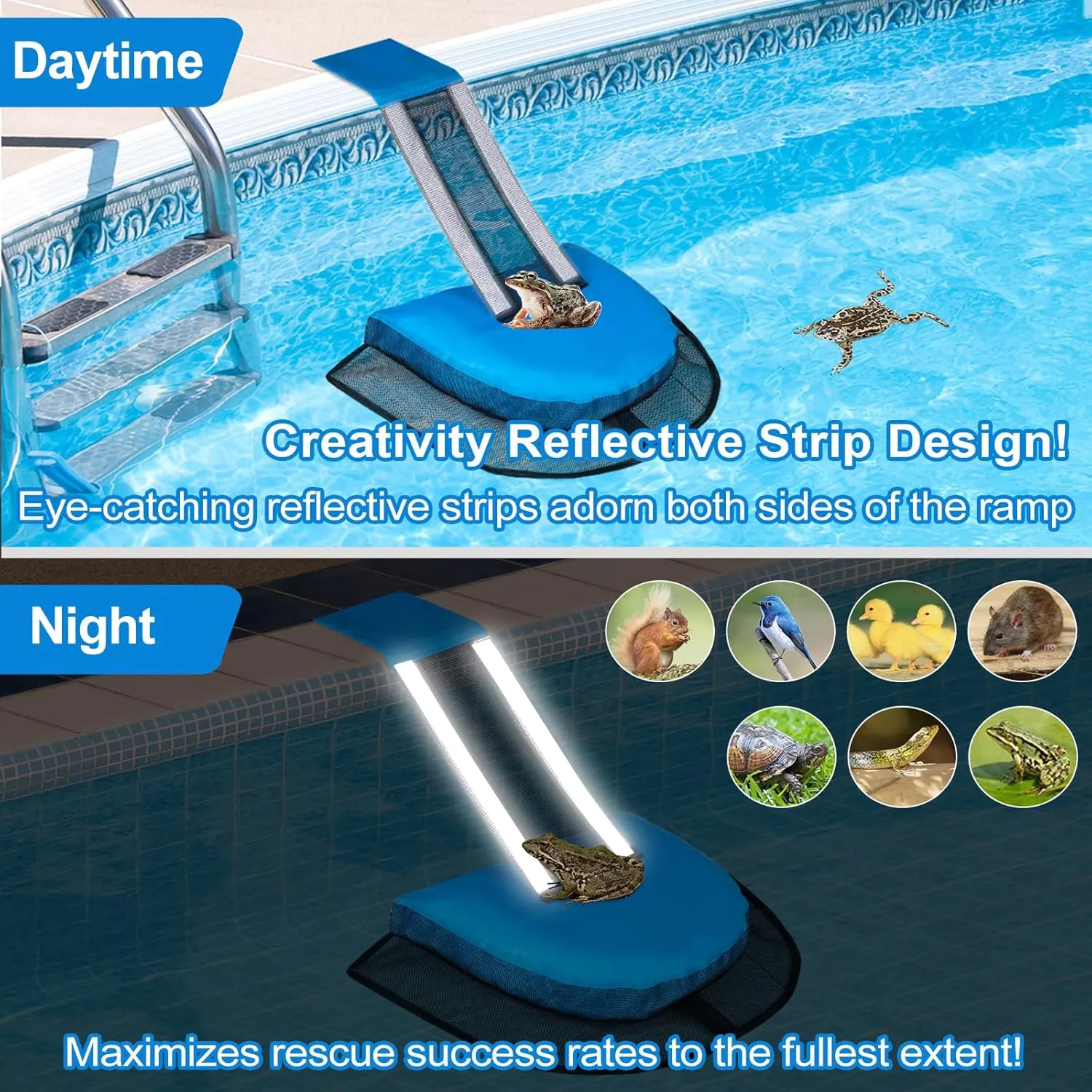 Pro Pool Animal Critter Escape Ramp 2Pcs Frog Saver Pads Ladder for Swimming Pools Lily Pad for Frogs Float Life Saving Wildlife Duck Duckling Creature Rescue Bridge Log Maintenance Kits Accessories