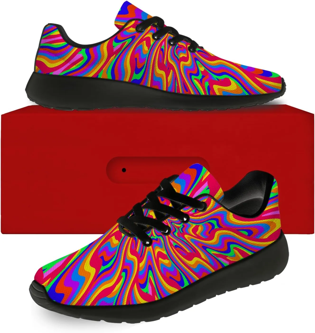 Psychedelic Shoes for Men Women Running Tennis Gym Shoes Athletic Walking Sneakers Gifts for Boyfriend Girlfriend