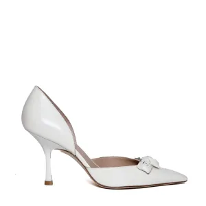 Pump Rose Pelle Bianca Tacco 85 Mm