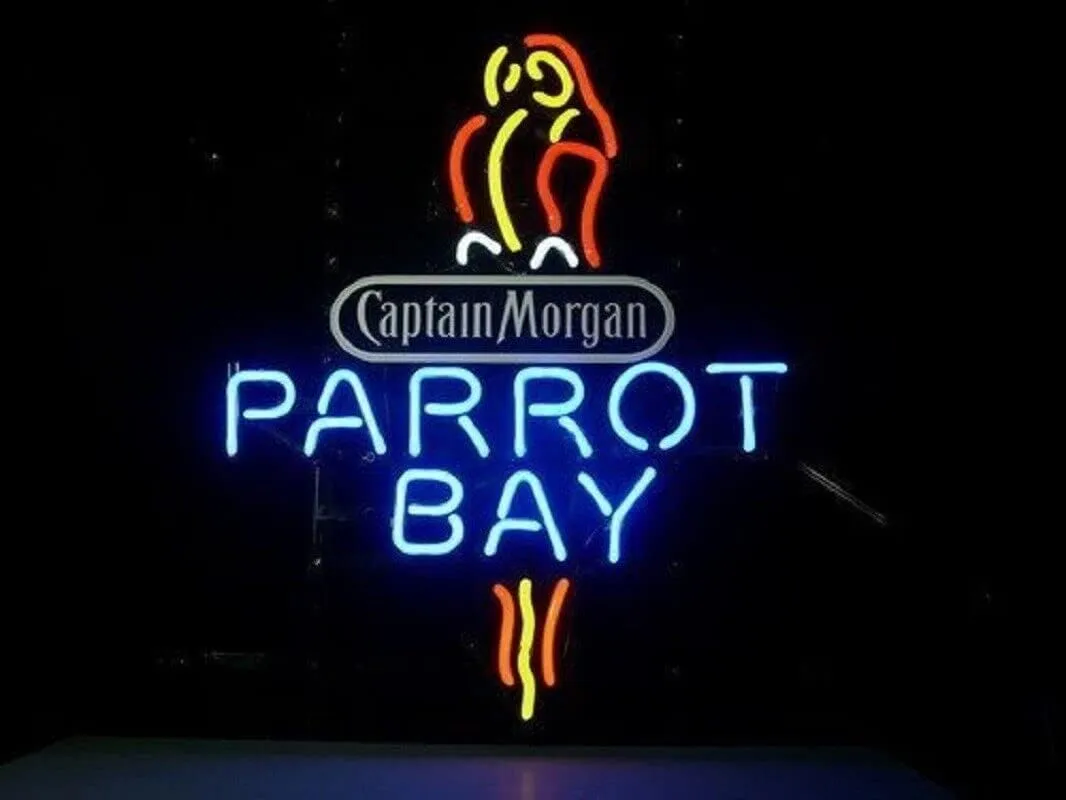 Queen Sense 20"x16" Captain Morgans Parrot Bay Neon Sign Light Man Cave Bar Pub Beer Gift Neon Lamp AMF390