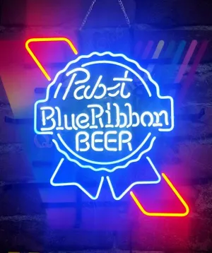 Queen Sense 20"x16" Pabst Blue Ribbons Neon Sign Light Man Cave Bar Pub Beer Gift Neon Lamp A120PBRBL