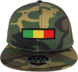 Rasta Green Yellow Red Embroidered Iron on Patch Camo Flat Bill Snapback Mesh Cap