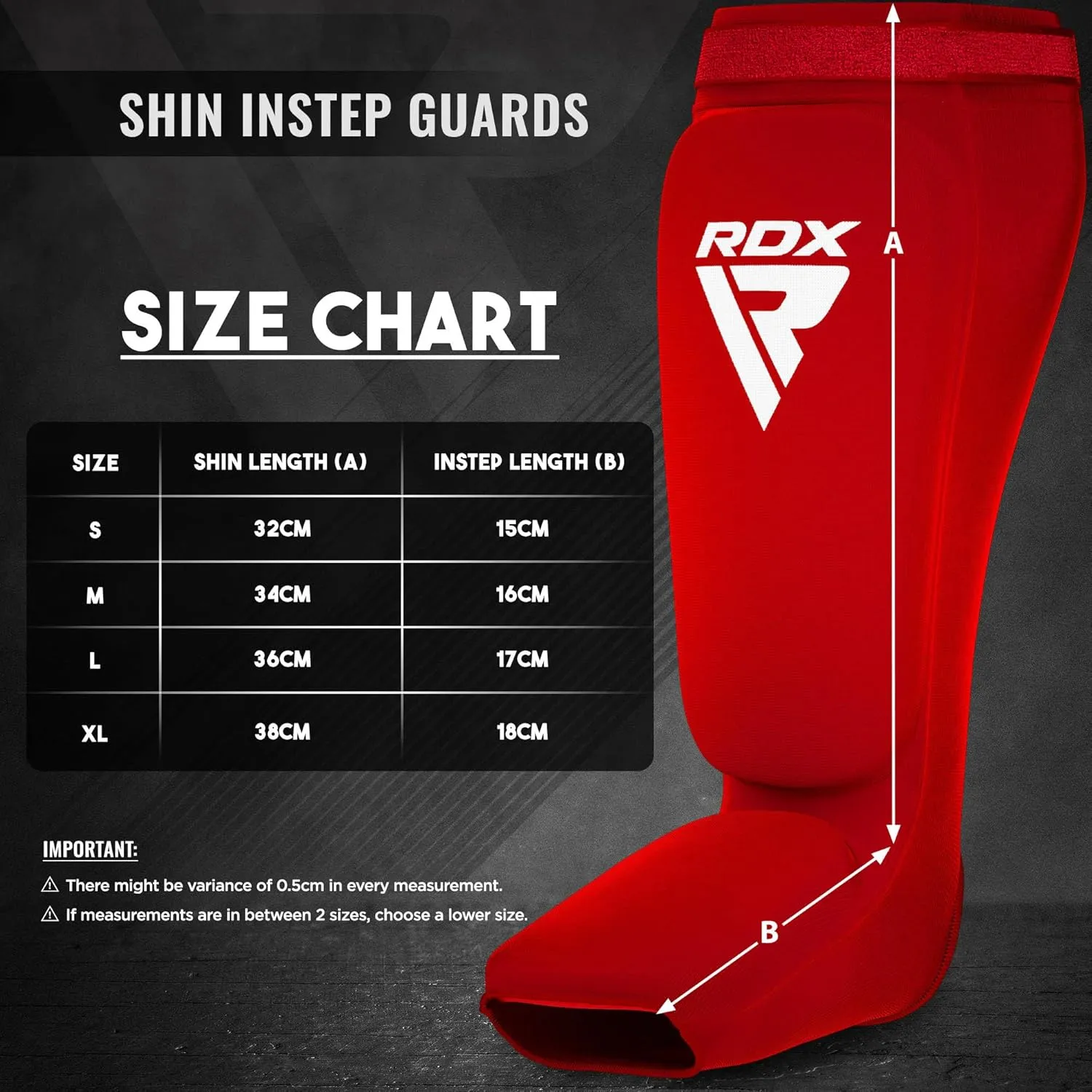 RDX Shin Guards Kickboxing Muay Thai, SATRA Approved, MMA Leg Instep Protection Pads, Sparring Training Martial Arts Boxing, Elasticated Padded Protector, Karate BJJ Taekwondo Gear, Men Women