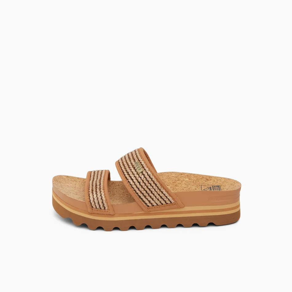 REEF Cushion Vista Hi Sandal-Chocolate Raffia