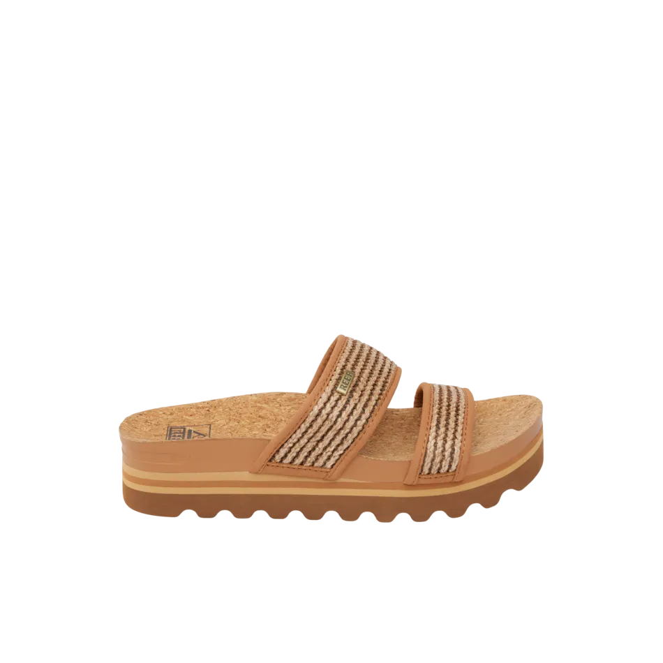 REEF Cushion Vista Hi Sandal-Chocolate Raffia