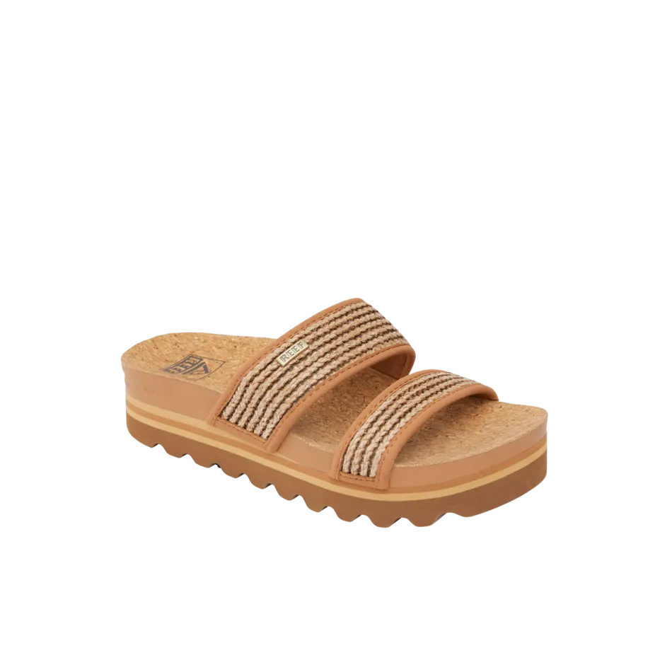 REEF Cushion Vista Hi Sandal-Chocolate Raffia