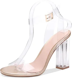 Richealnana Women's Clear Rhinestones Heels for Women Stiletto Heels Ankle Strap Sandals