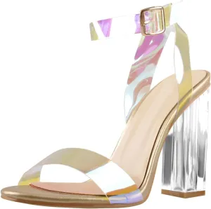 Richealnana Women's Clear Rhinestones Heels for Women Stiletto Heels Ankle Strap Sandals