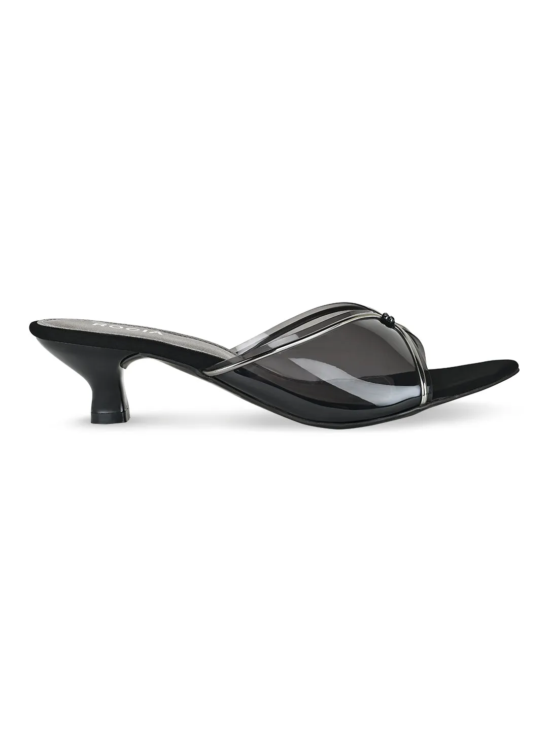 Rocia By Regal Black Women Vinyl Kitten Heel Sandal