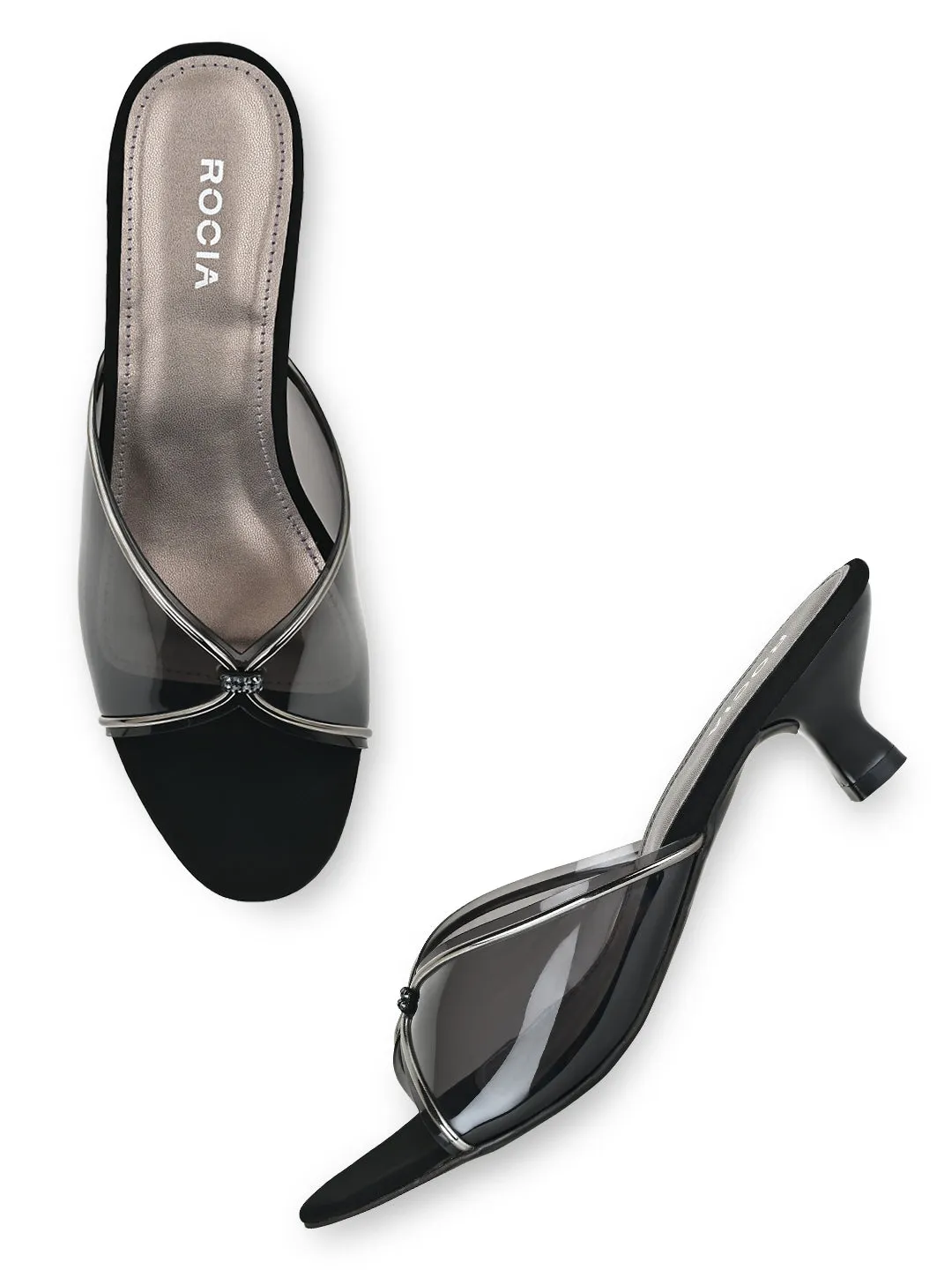 Rocia By Regal Black Women Vinyl Kitten Heel Sandal