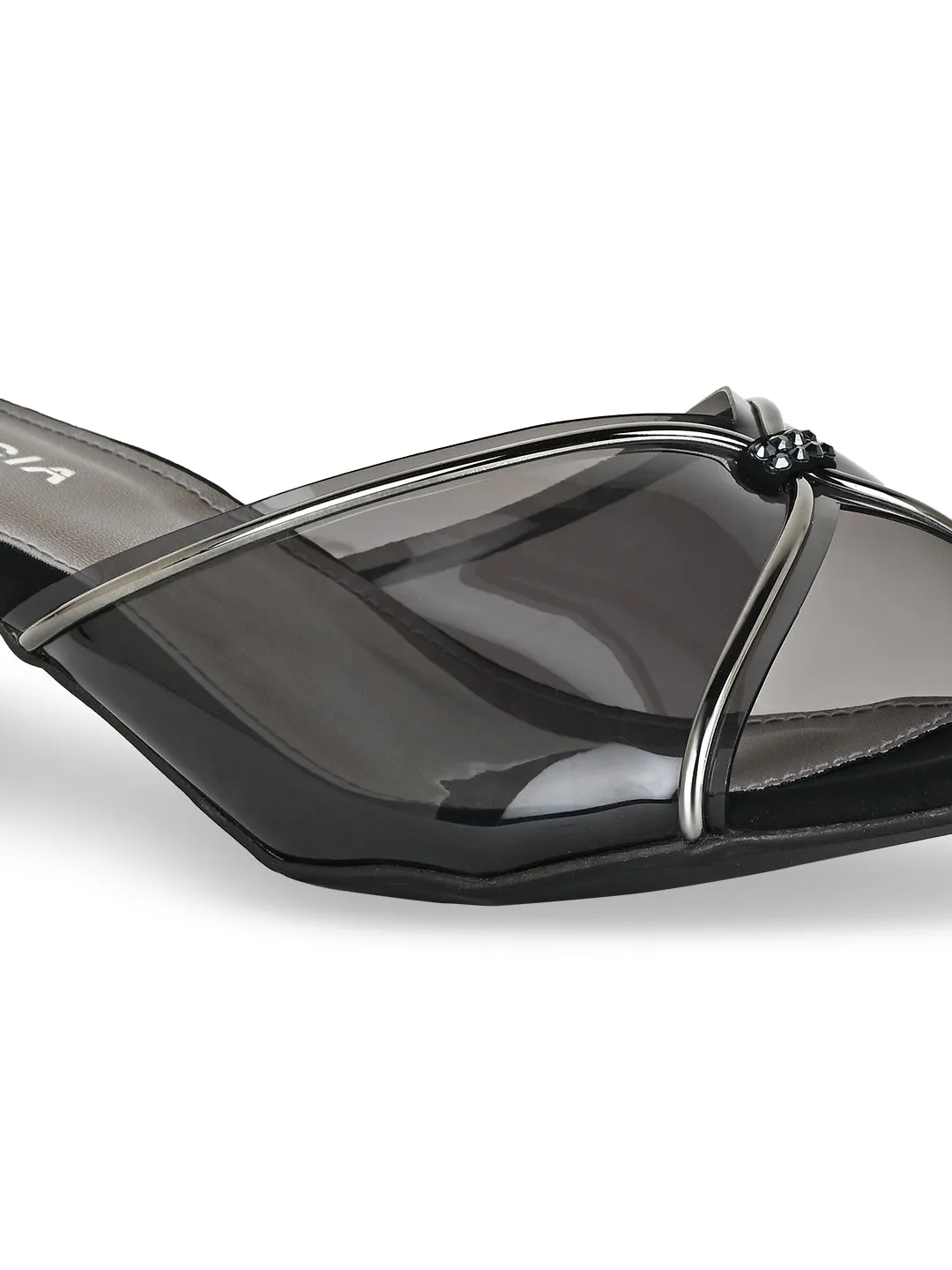Rocia By Regal Black Women Vinyl Kitten Heel Sandal