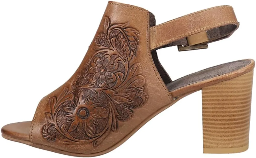 ROPER Women's Mika Floral Embossed Peep Toe Shootie Pumps Heeled Sandal
