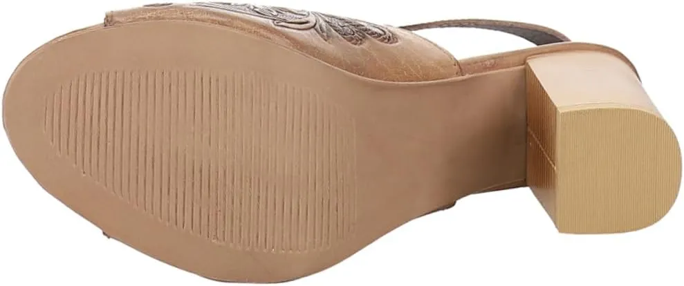 ROPER Women's Mika Floral Embossed Peep Toe Shootie Pumps Heeled Sandal