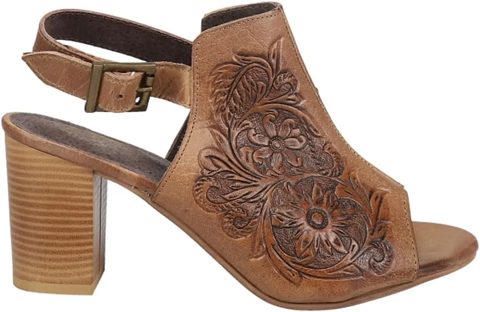 ROPER Women's Mika Floral Embossed Peep Toe Shootie Pumps Heeled Sandal