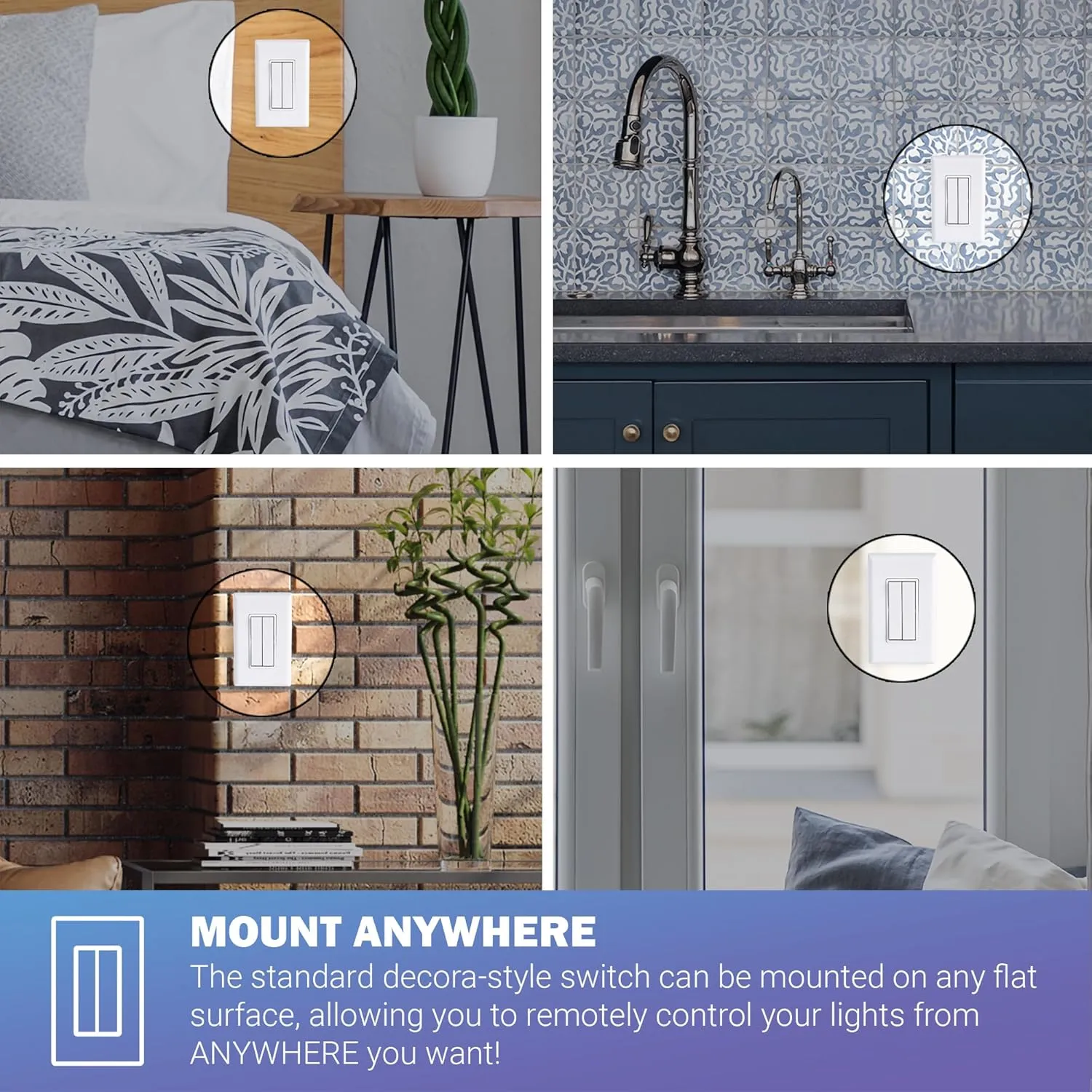 RunLessWire Click for Philips Hue Wireless Battery Free Dimming Smart Switch Friends of Hue Bulb Lighting Control Works with All Home Automation Hubs Through Bridge & App Self Powered - Light Almond