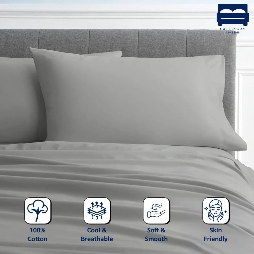 RV King Sheet Set - 4 Piece Cotton Bedding Set, Fits Up to 15" Deep Mattress, RV King 72" x 80", Light Grey Solid