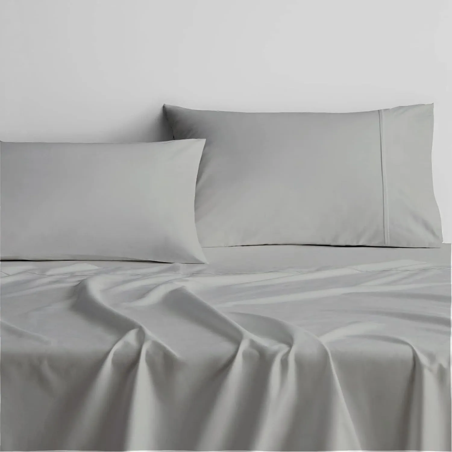 RV King Sheet Set - 4 Piece Cotton Bedding Set, Fits Up to 15" Deep Mattress, RV King 72" x 80", Light Grey Solid