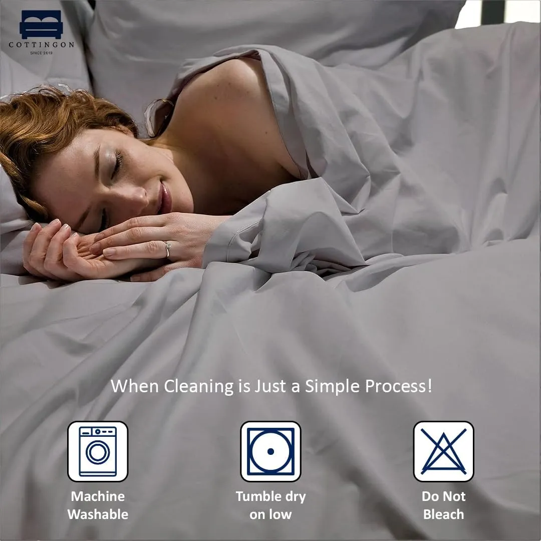 RV King Sheet Set - 4 Piece Cotton Bedding Set, Fits Up to 15" Deep Mattress, RV King 72" x 80", Light Grey Solid