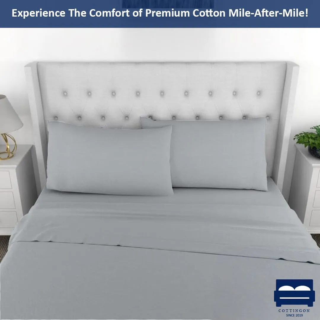 RV King Sheet Set - 4 Piece Cotton Bedding Set, Fits Up to 15" Deep Mattress, RV King 72" x 80", Light Grey Solid