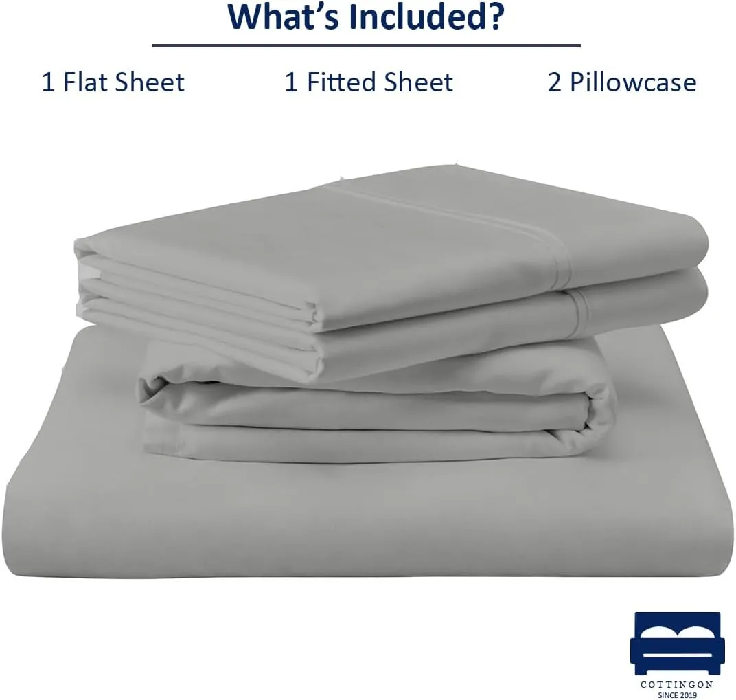 RV King Sheet Set - 4 Piece Cotton Bedding Set, Fits Up to 15" Deep Mattress, RV King 72" x 80", Light Grey Solid