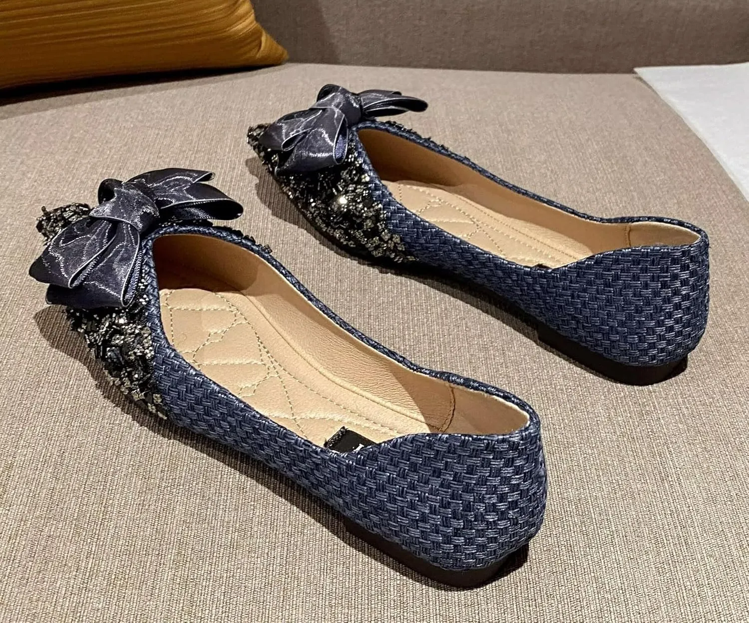SAILING LU Dressy Shoes for Women Pointed Toe Bowknot Ballet Flats Comfortable Light Weight Slip on Walking Loafers