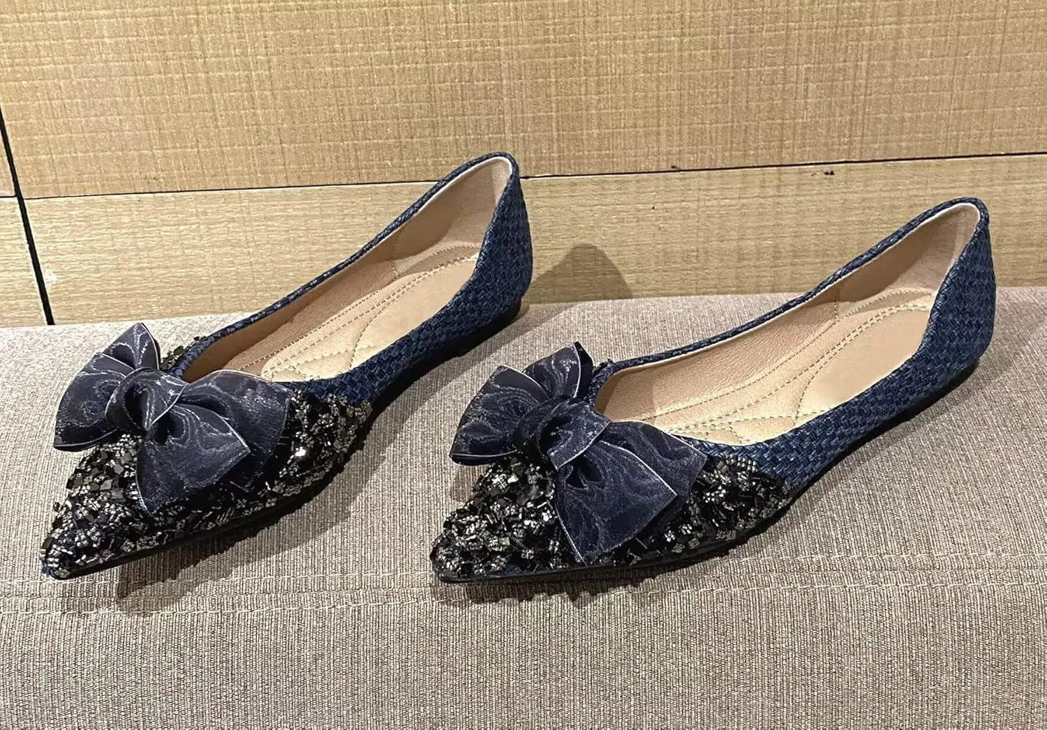SAILING LU Dressy Shoes for Women Pointed Toe Bowknot Ballet Flats Comfortable Light Weight Slip on Walking Loafers