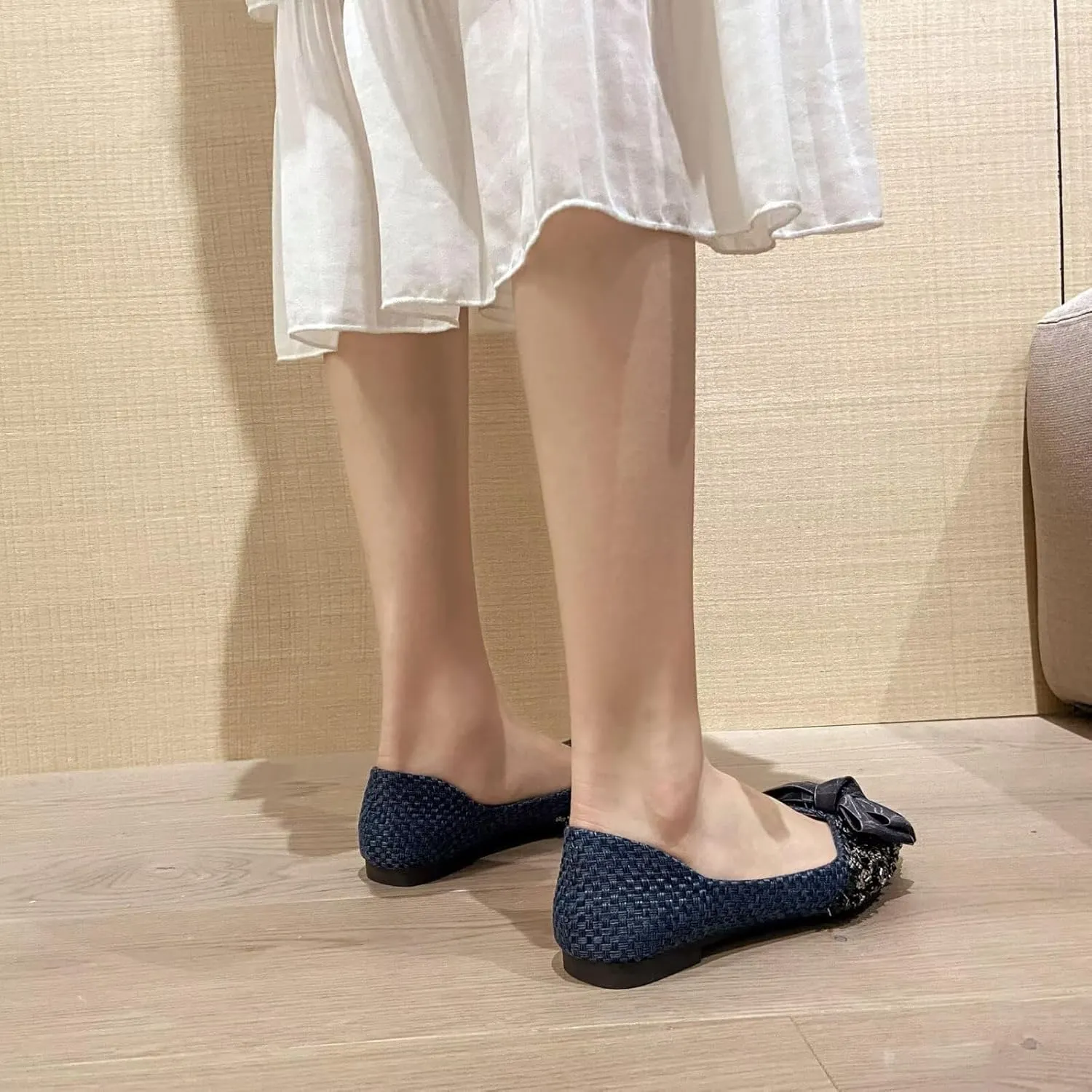 SAILING LU Dressy Shoes for Women Pointed Toe Bowknot Ballet Flats Comfortable Light Weight Slip on Walking Loafers