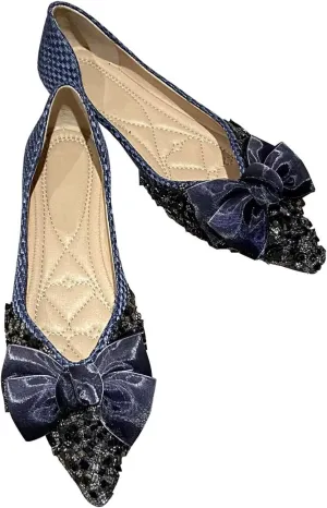 SAILING LU Dressy Shoes for Women Pointed Toe Bowknot Ballet Flats Comfortable Light Weight Slip on Walking Loafers