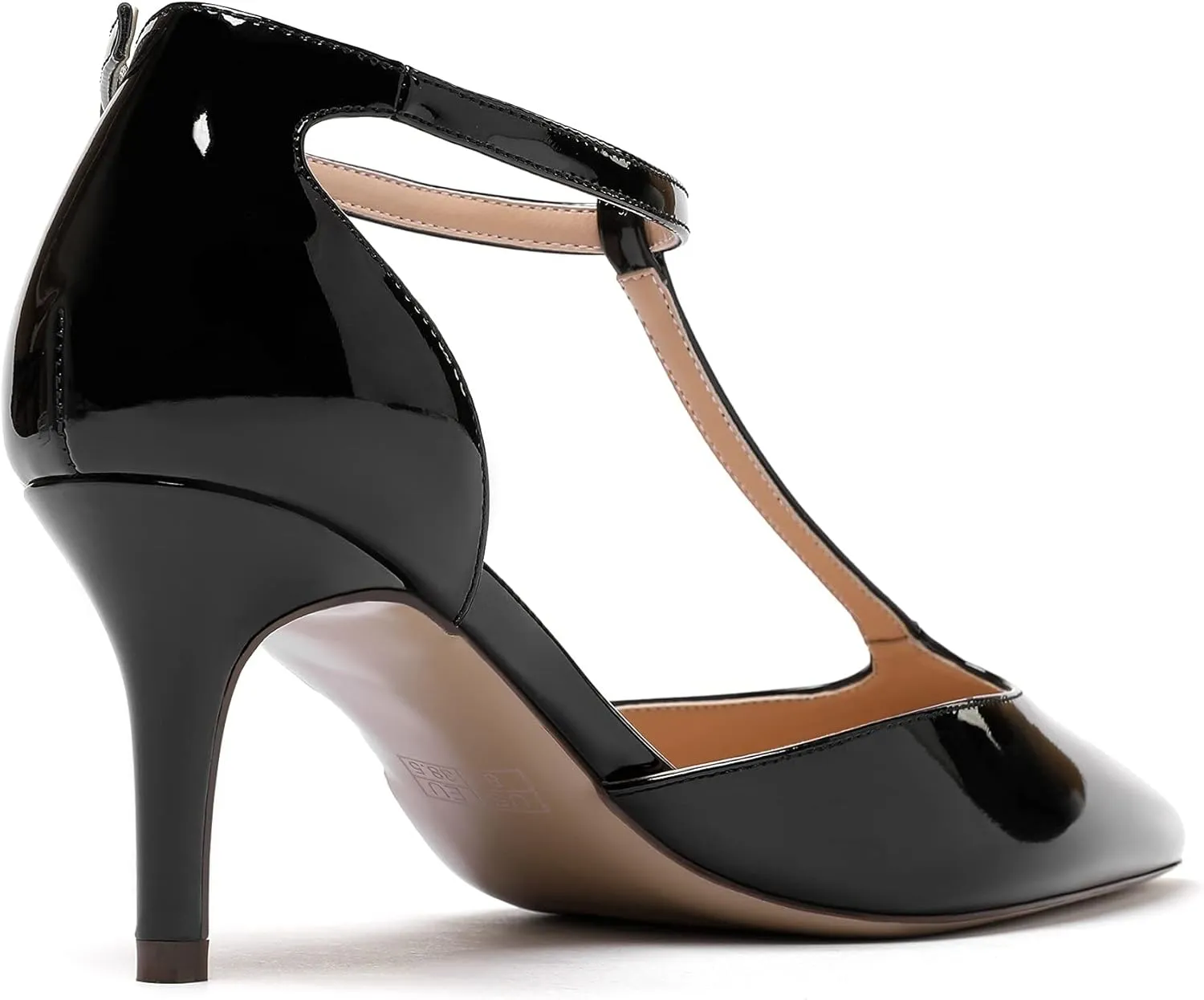 SAMMITOP Women's Kitten Heel Pointed Toe Pumps Ankle Strap Mid Heel T-bar Dress Shoes