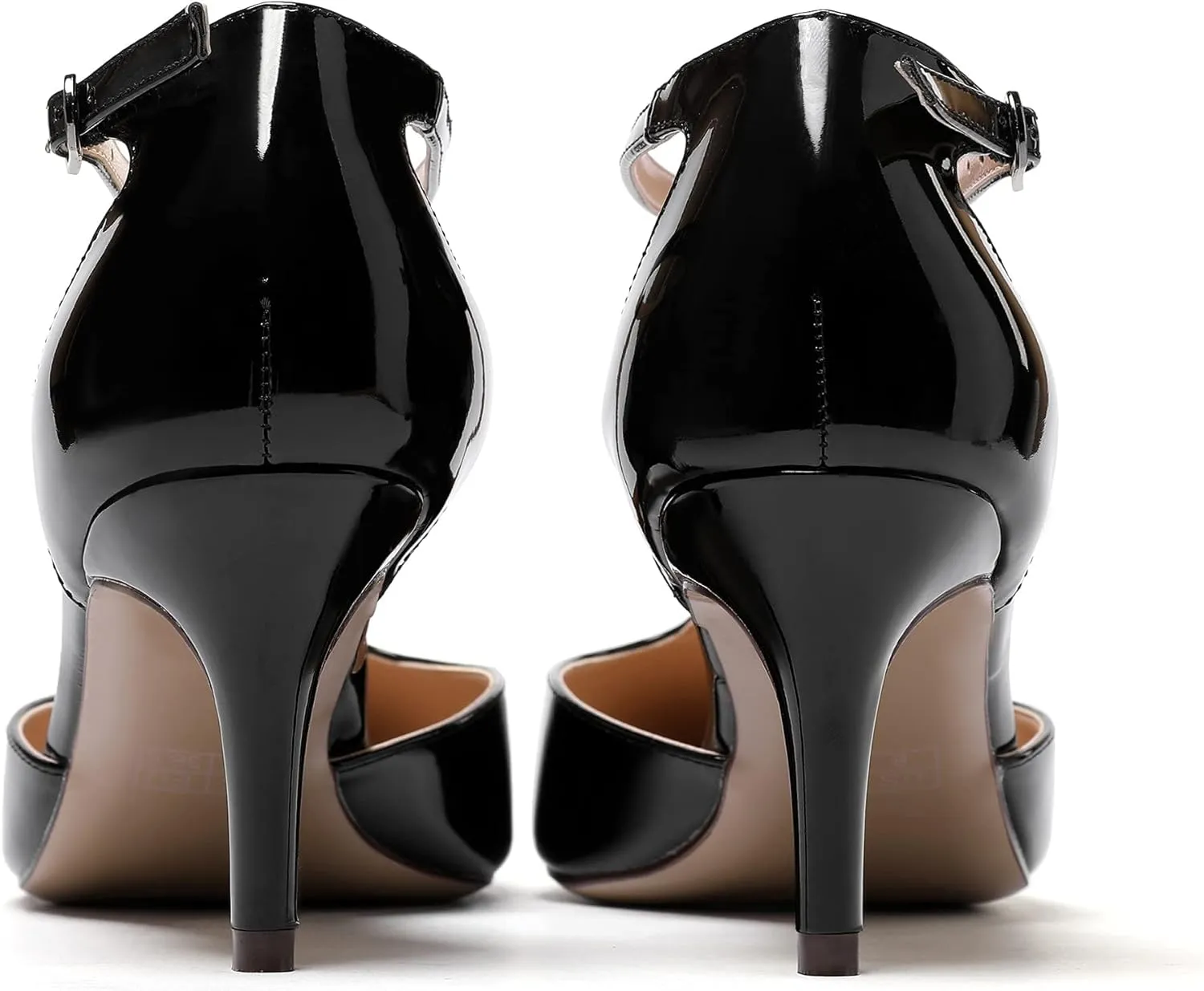 SAMMITOP Women's Kitten Heel Pointed Toe Pumps Ankle Strap Mid Heel T-bar Dress Shoes