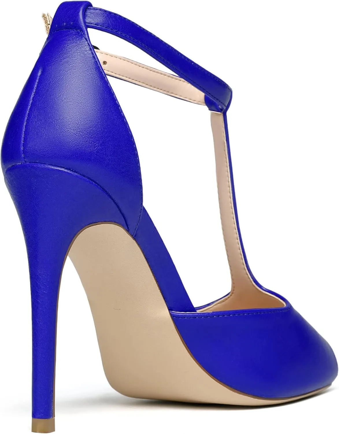 SAMMITOP Women's Peep Toe T-Strap Sandals Ankle Strap Buckle Closure High Heel Dress Shoes