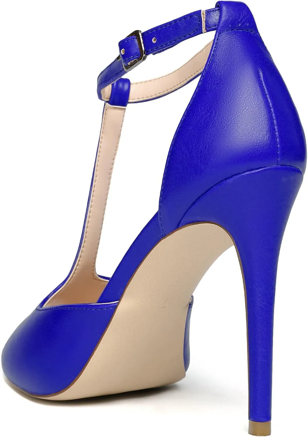 SAMMITOP Women's Peep Toe T-Strap Sandals Ankle Strap Buckle Closure High Heel Dress Shoes