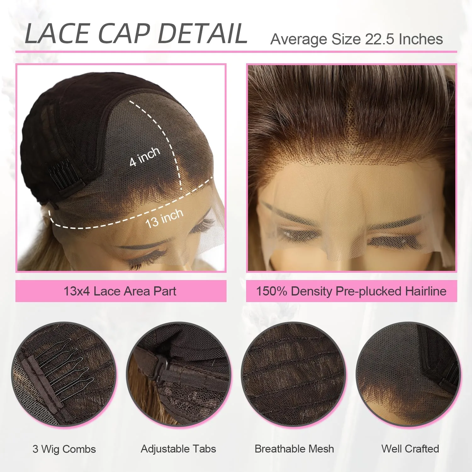 SAPPHIREWIGS Brown Wavy Wig 13x4 Lace Front Wigs Highlight Chestnut Brown with Tips Glueless Synthetic Wigs for Women Pre Plucked Heat Resistant Hair 20 Inches