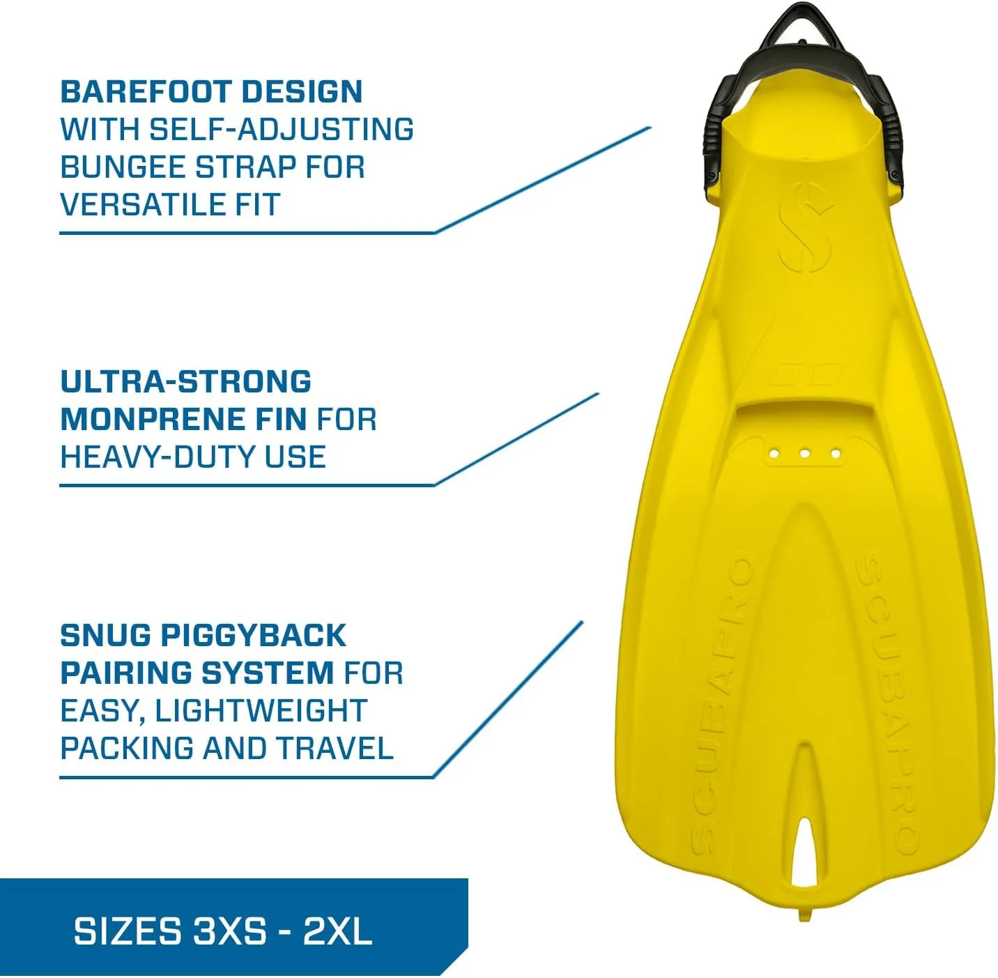 SCUBAPRO GO Travel Scuba Diving Fin for Snorkeling and Swimming, Open Heel Strap