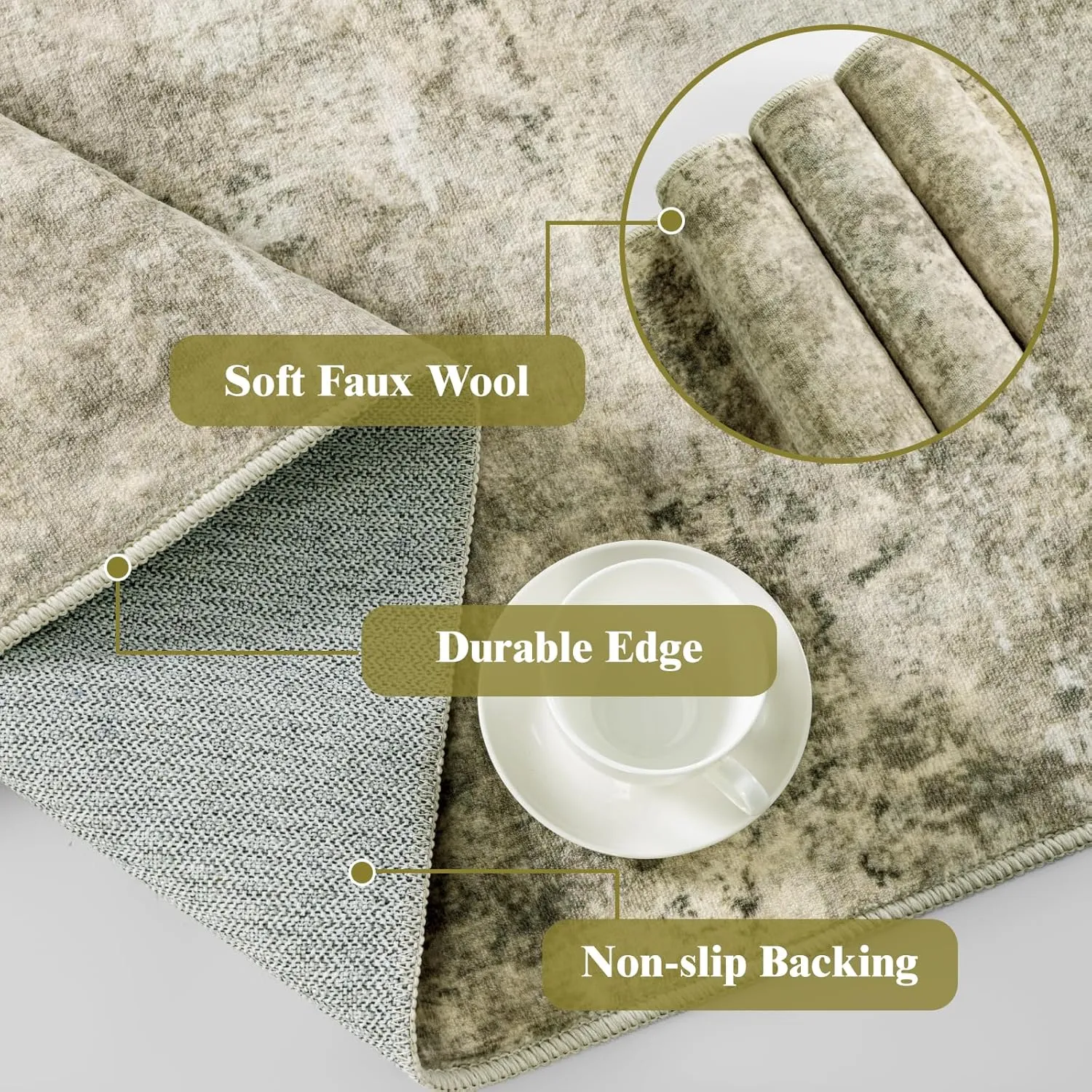Shilucheng Entryway Rug 2x3 Washable Area Rug with Non-Slip Backing,Soft Low Pile Carpet for Bedroom Kitchen Bathroom Indoor Door Mat, Small Modern Neutral Abstract Rug (Brown/Golden)