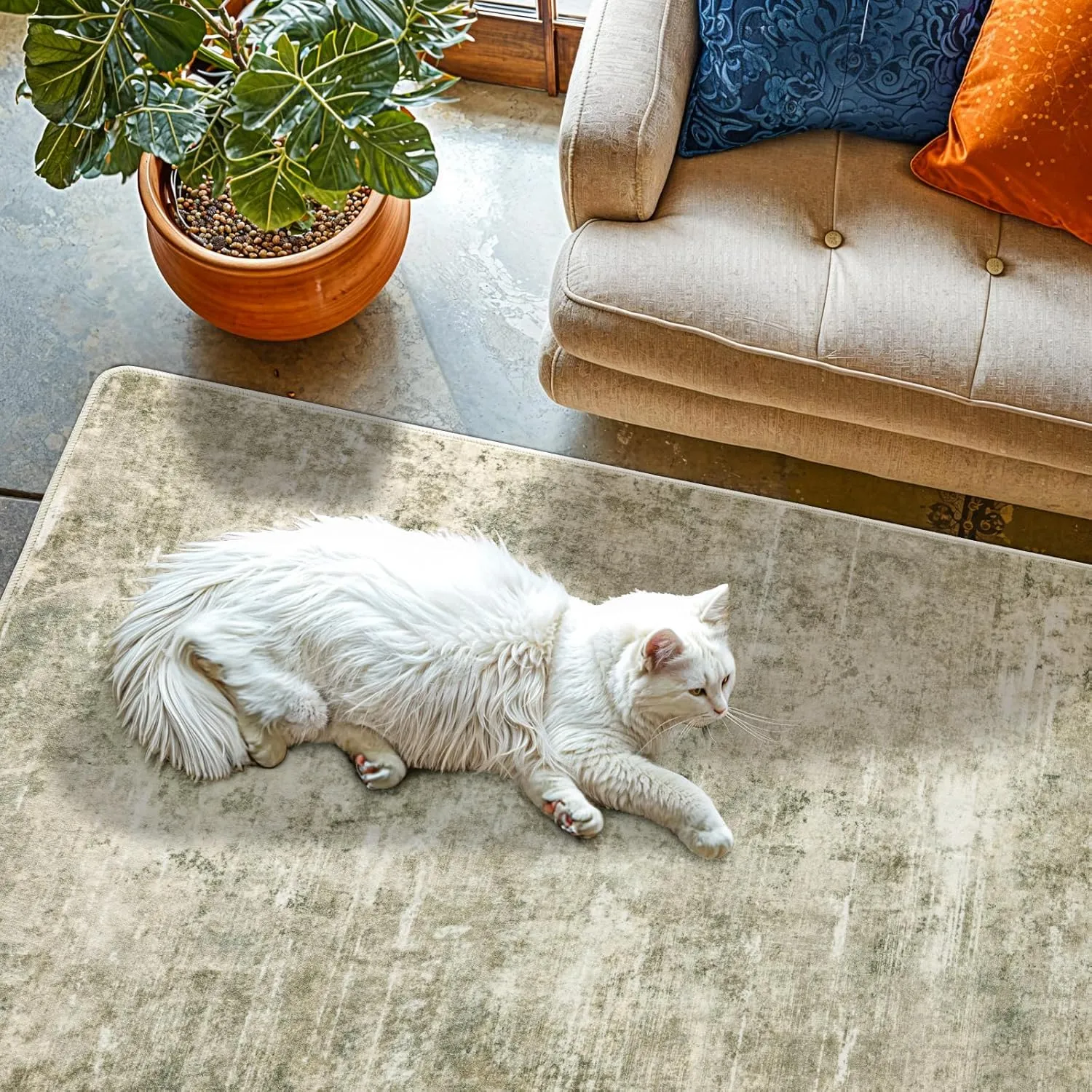 Shilucheng Entryway Rug 2x3 Washable Area Rug with Non-Slip Backing,Soft Low Pile Carpet for Bedroom Kitchen Bathroom Indoor Door Mat, Small Modern Neutral Abstract Rug (Brown/Golden)