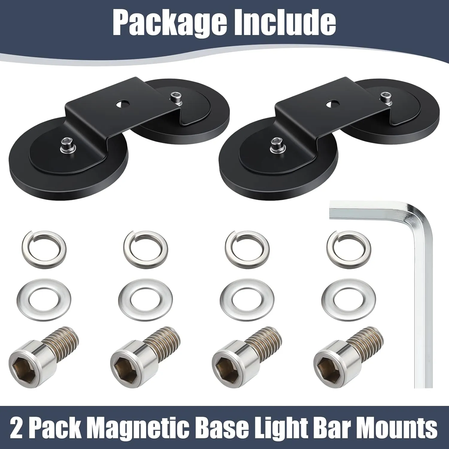 Shimeyao 2 Pcs Magnetic Base Light Bar Mounts Magnetic LED Light Bar Work Universal Magnet Mount Holder with Rubber Pad for SUV Off Road Truck Lamp Fog