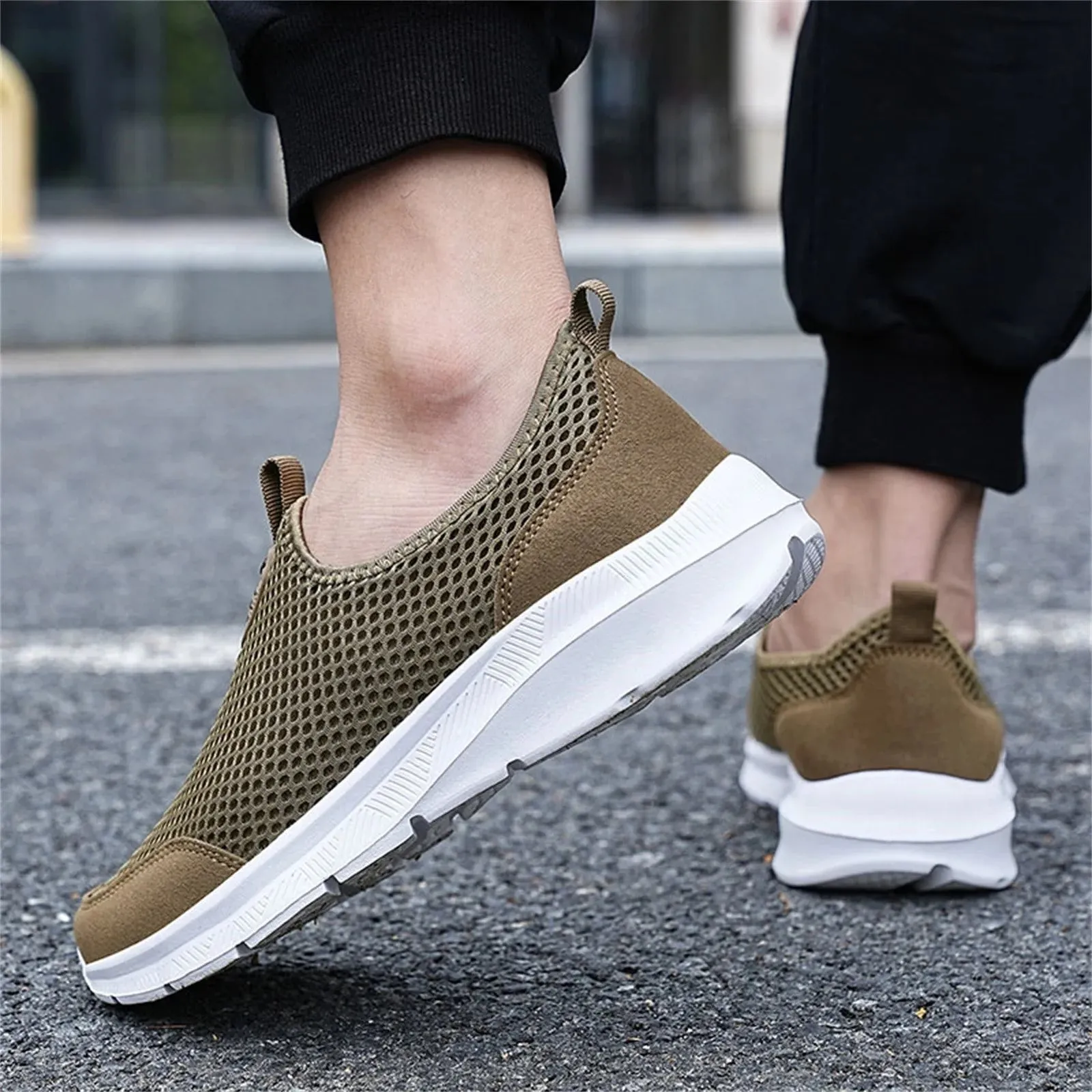 Shoes Men Workout Sneakers Casual Mens Shoes Khaki 46